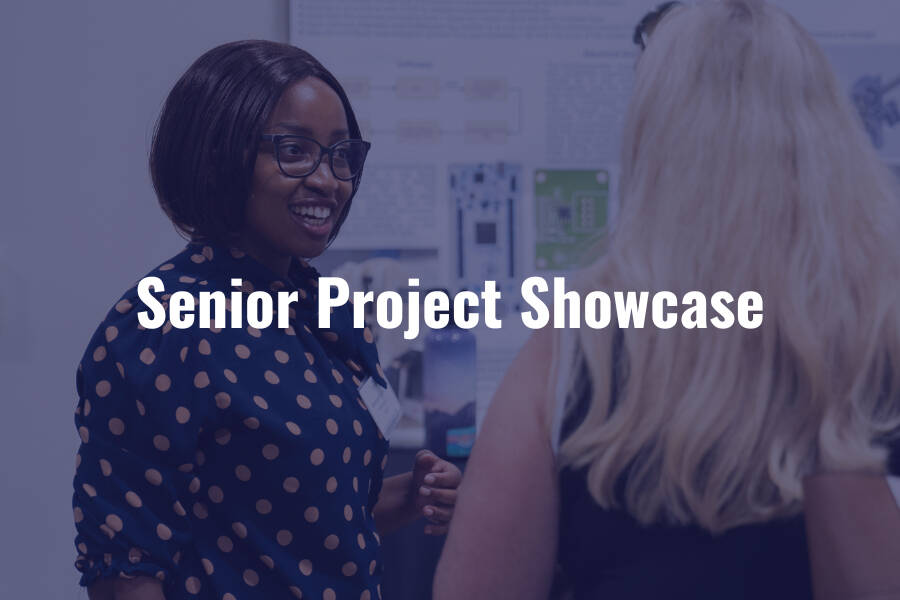 Student presents her work during Project Showcase.